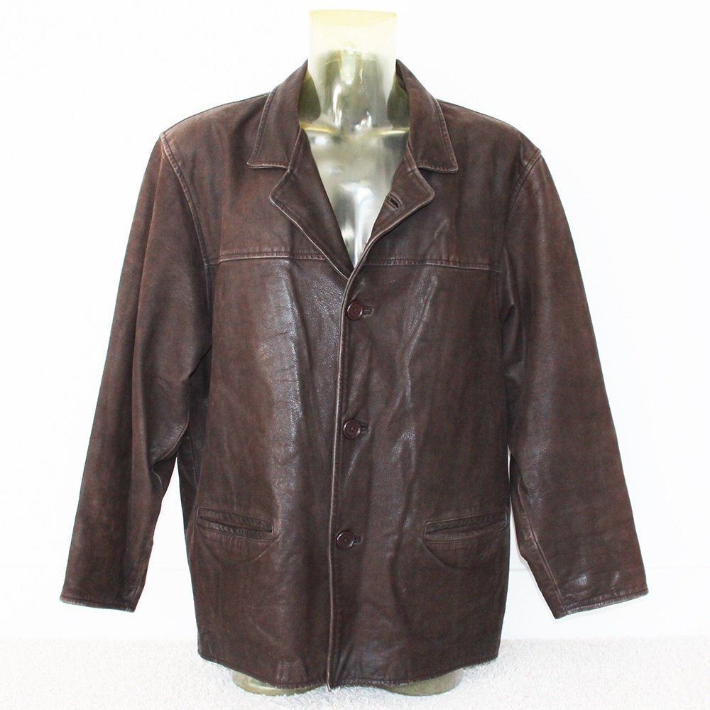 Belle veste en cuir vintage Ricano pour hommes (XL) €95, -, Taille 56/58 (XL), Brun, Ricano, Porté