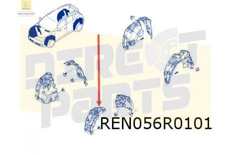 Renault R4 EV (6/25-) modderkuip Rechts voor Origineel! 6384, -, -, Nieuw, Bumper