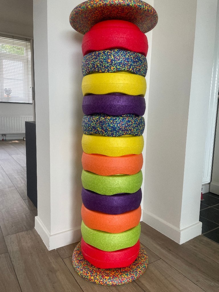 Stapelstenen set – 12 stenen + 2 balansborden (confetti), Kinderen en Baby's, Ophalen, Zo goed als nieuw