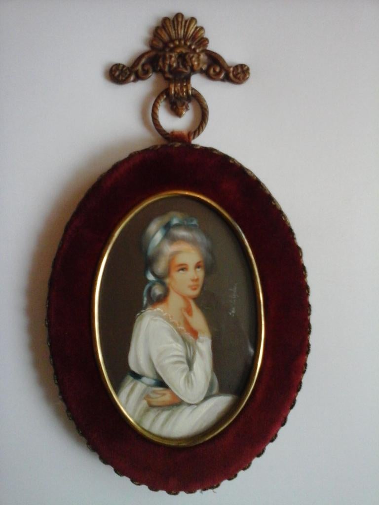 Peinture miniature sur bois Ida Calzolari 1935, Antiquités & Art, Enlèvement ou Envoi