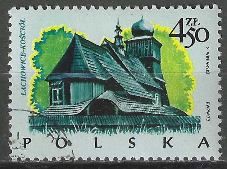 Pologne 1974 - Yvert 2145 - Église de Lachowice (ST), Envoi, Pologne, Affranchi