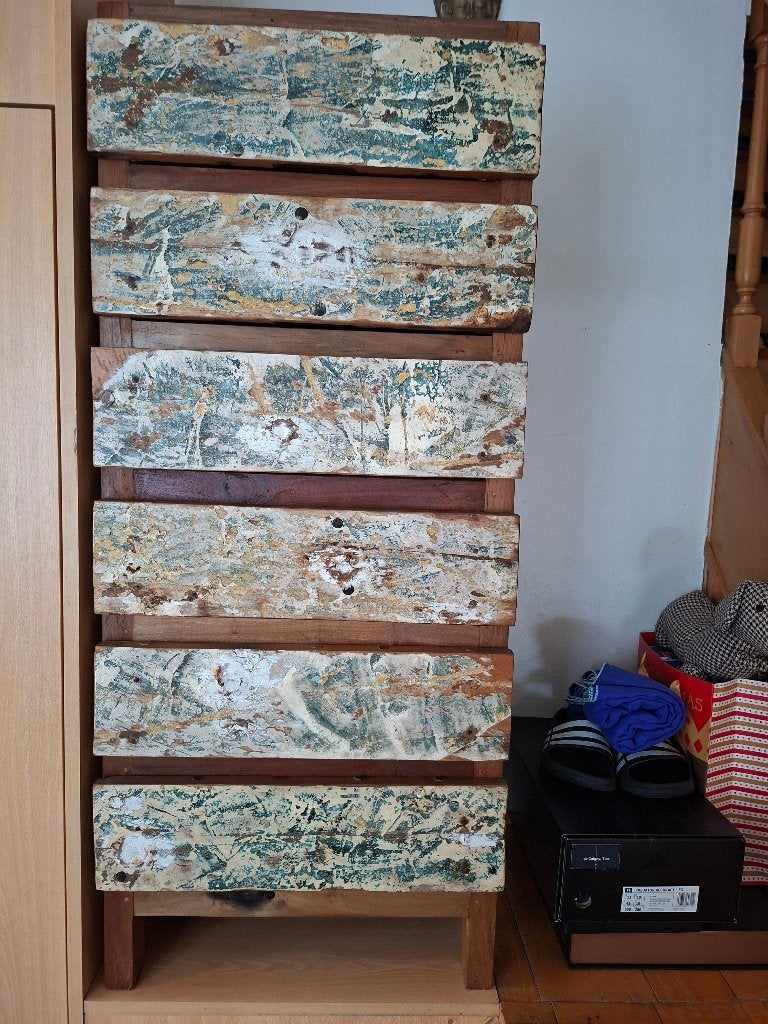 Massief teakhouten dressoir met 6 laden, Ophalen, 5 laden of meer, 100 tot 150 cm, Teakhout