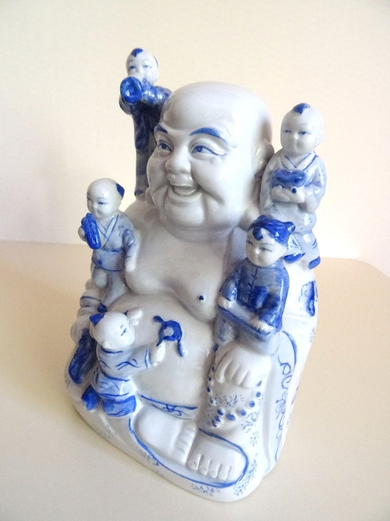 Happy Bouddha Bouddha rieur, avec 5 enfants. Peint à la main, Maison & Meubles, Accessoires pour la Maison | Statues de Bouddha