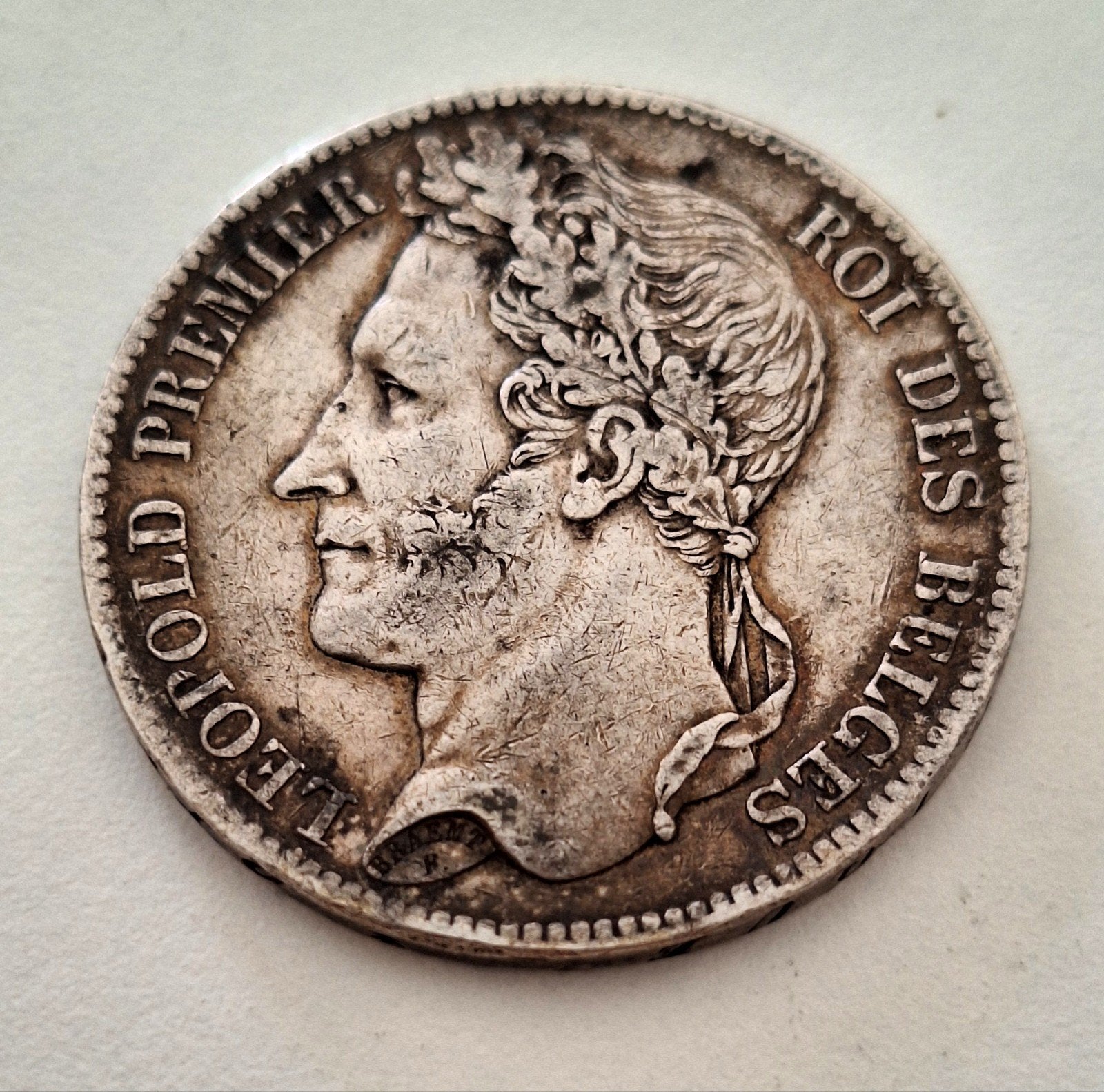 5 frank 1833 positie A Leopold I zilverkwaliteit, Postzegels en Munten, Munten | België, Zilver, Zilver