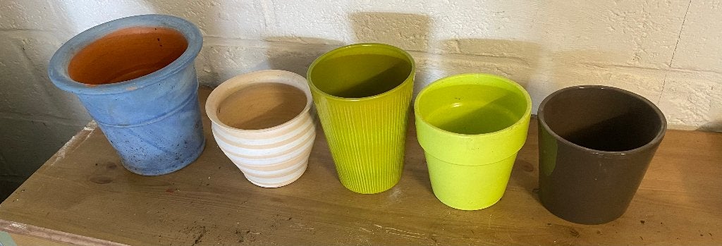 Lots de 5 pots de fleurs, Tuin en Terras, Ophalen, Gebruikt, Rond, Binnen