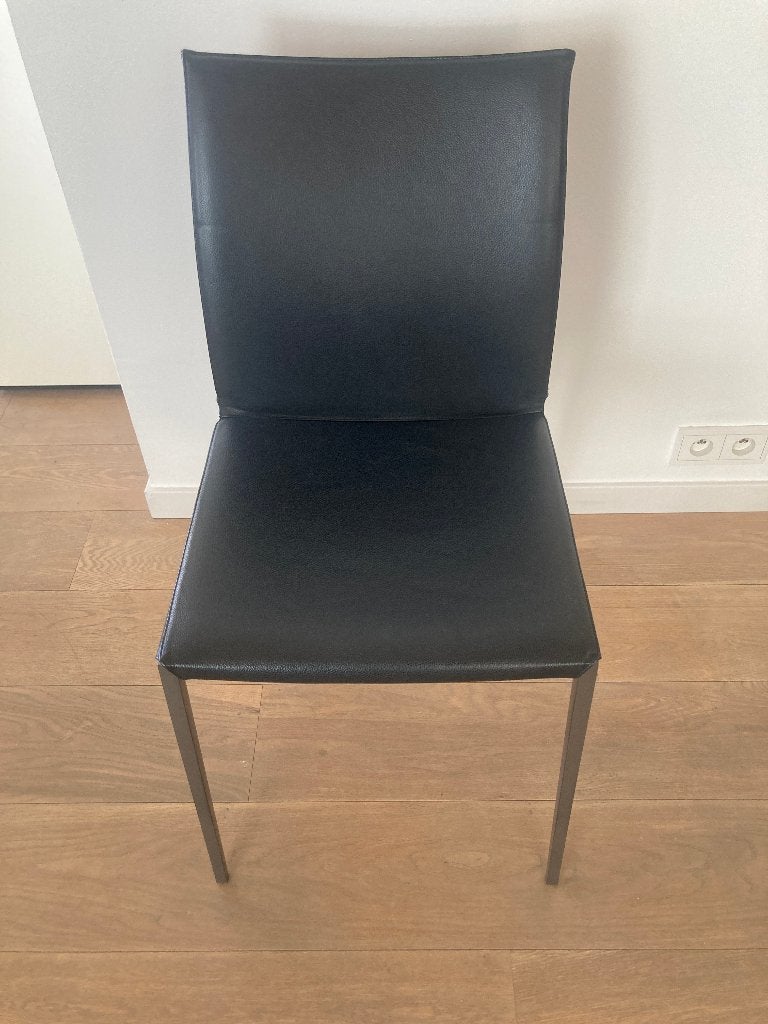 Chaise design Zanotta Lia - cuir noir - comme neuve, Neuf, Design, Enlèvement, Cuir