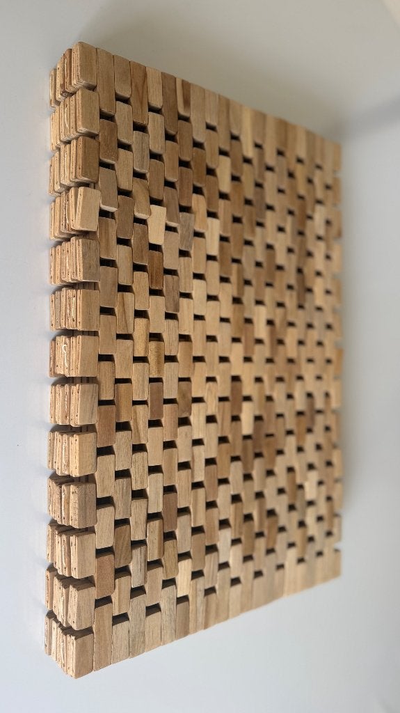 Set van 6 houten placemats – gevlochten design – 29 x 44 cm, Huis en Inrichting, Ophalen, Zo goed als nieuw