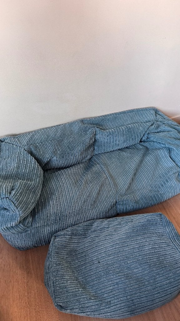 Loungepug Albert Zitzak zetel curdoroy Blauw, Ophalen, Overige materialen, Gebruikt, Minder dan 75 cm