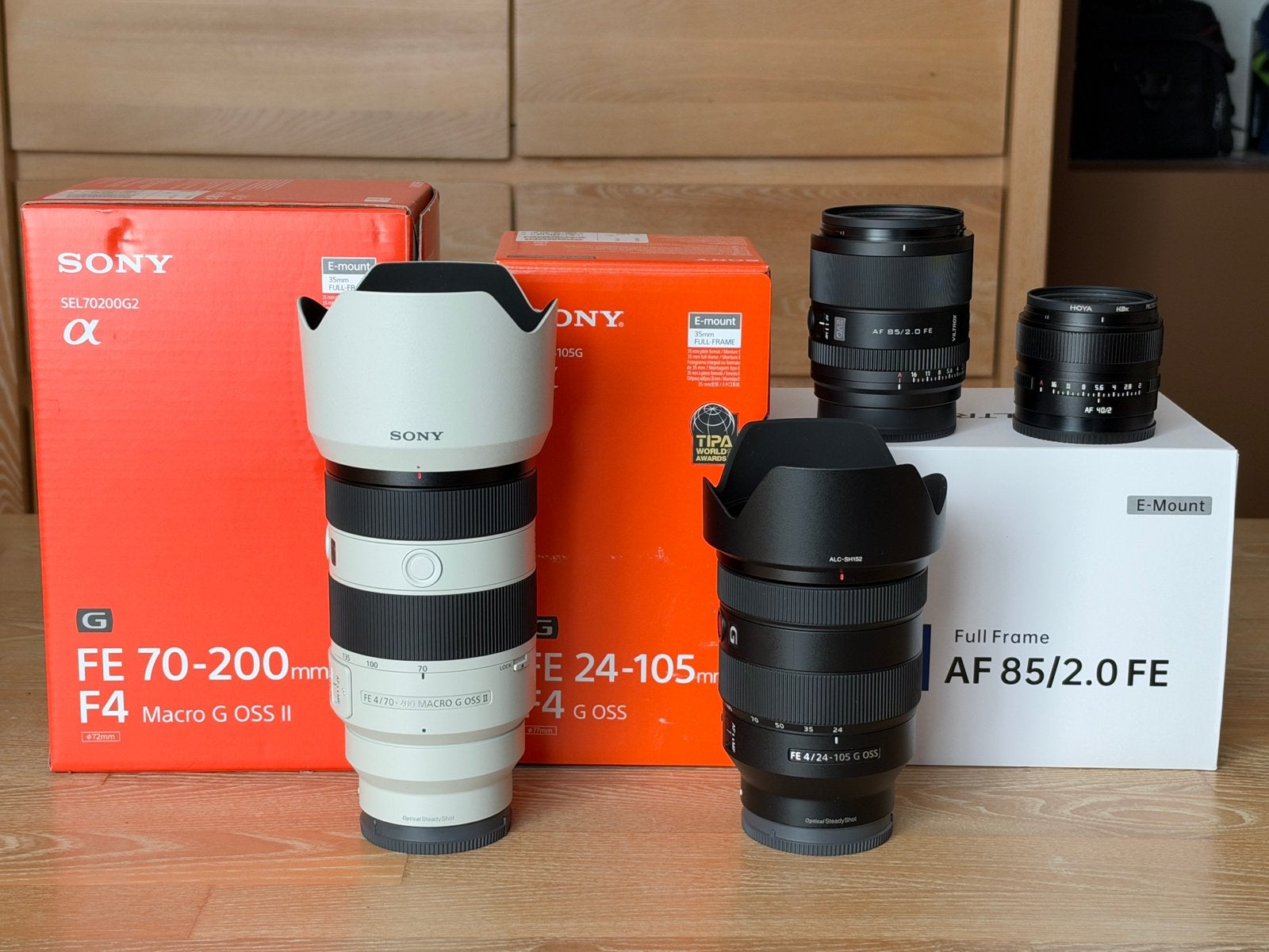 Sony 24-105 + 70/200 + TT40 + V85, Enlèvement, Comme neuf, Sony