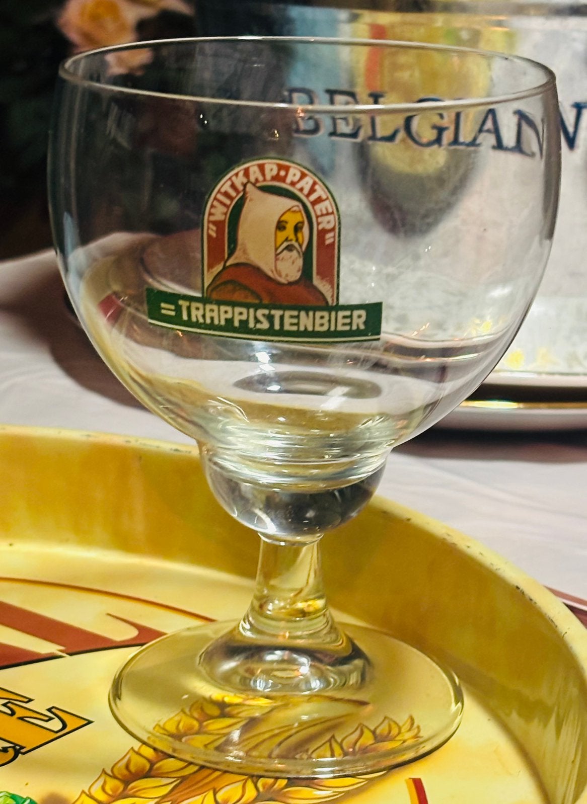 Vintage Witkap Pater trappistenbierglas, Ophalen of Verzenden, Gebruikt, Bierglas