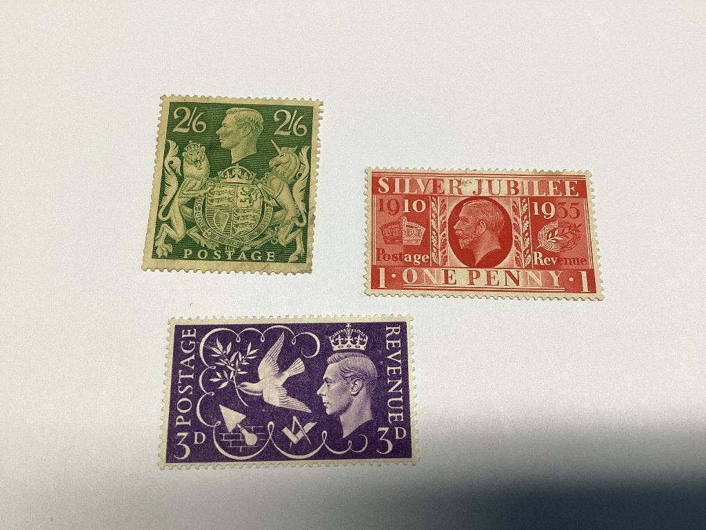 Lot 3 oude postzegels Engeland UK, Postzegels en Munten, Ophalen of Verzenden, Postfris