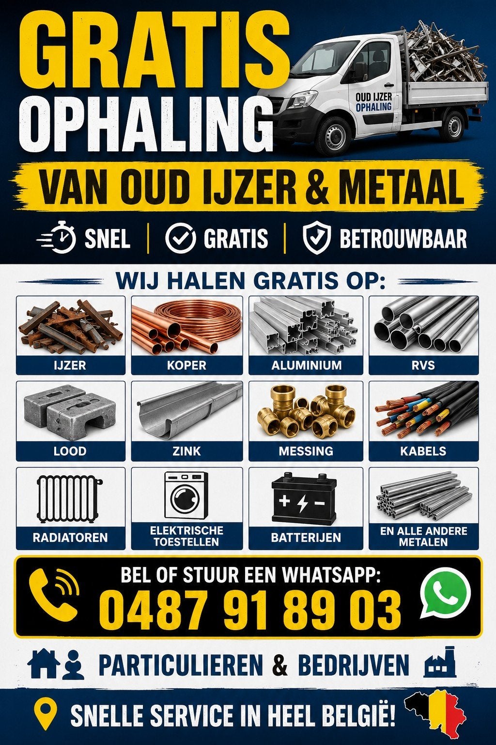 GRATIS OPHALING VAN OUD IJZER & METAAL – Heel België, Doe-het-zelf en Bouw, Metalen, Ophalen