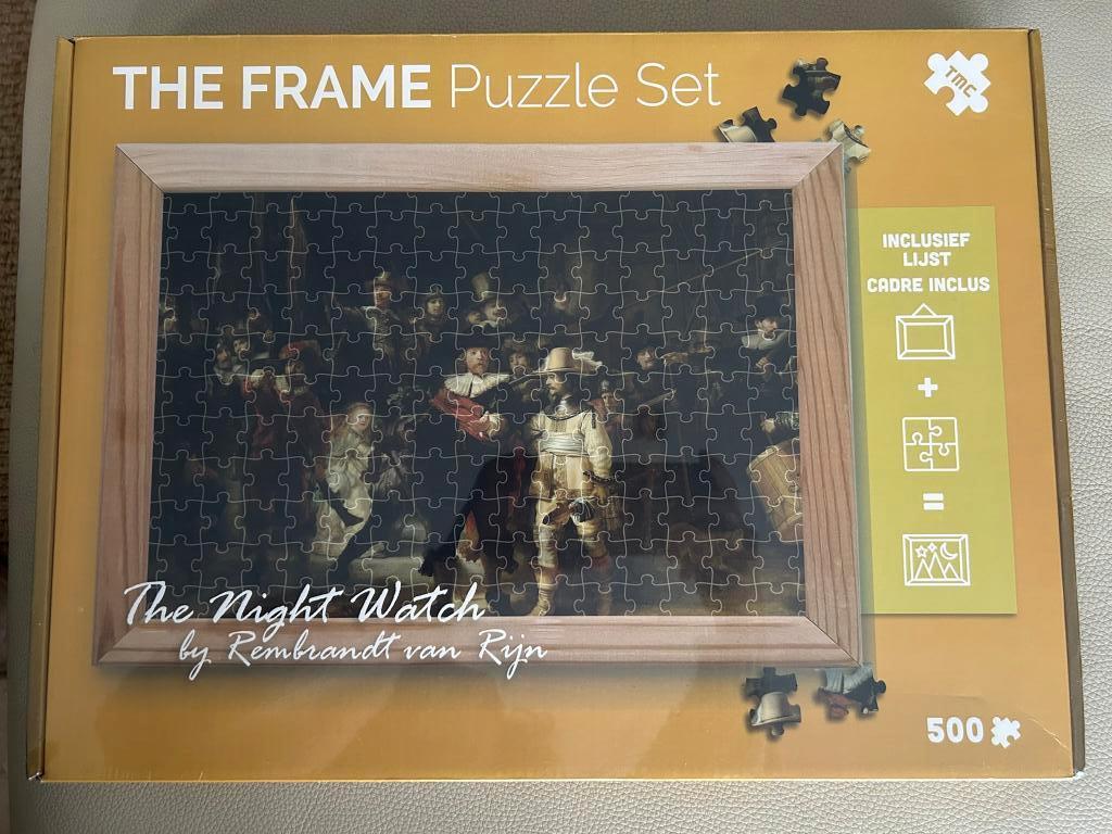 Puzzel met houten frame - De nachtwacht - 500 stuks - NIEUW, Ophalen of Verzenden, Nieuw