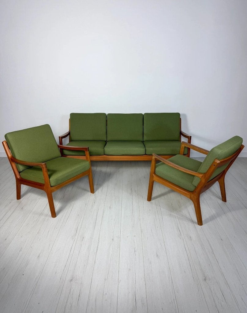 Ole Wanscher Senator teak bank + 2 fauteuils France & Søn, Ophalen, Gebruikt, Minder dan 75 cm, 150 tot 200 cm