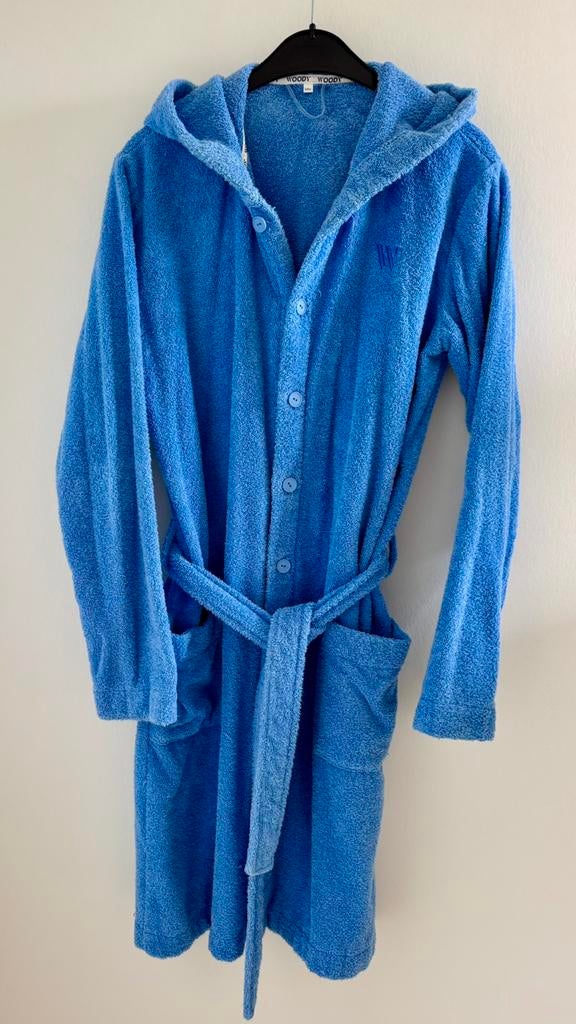 Woody badjas blauw of lichtblauw - maat 16 jaar, Kinderen en Baby's, Kinderkleding | Maat 176, Ophalen of Verzenden, Gebruikt
