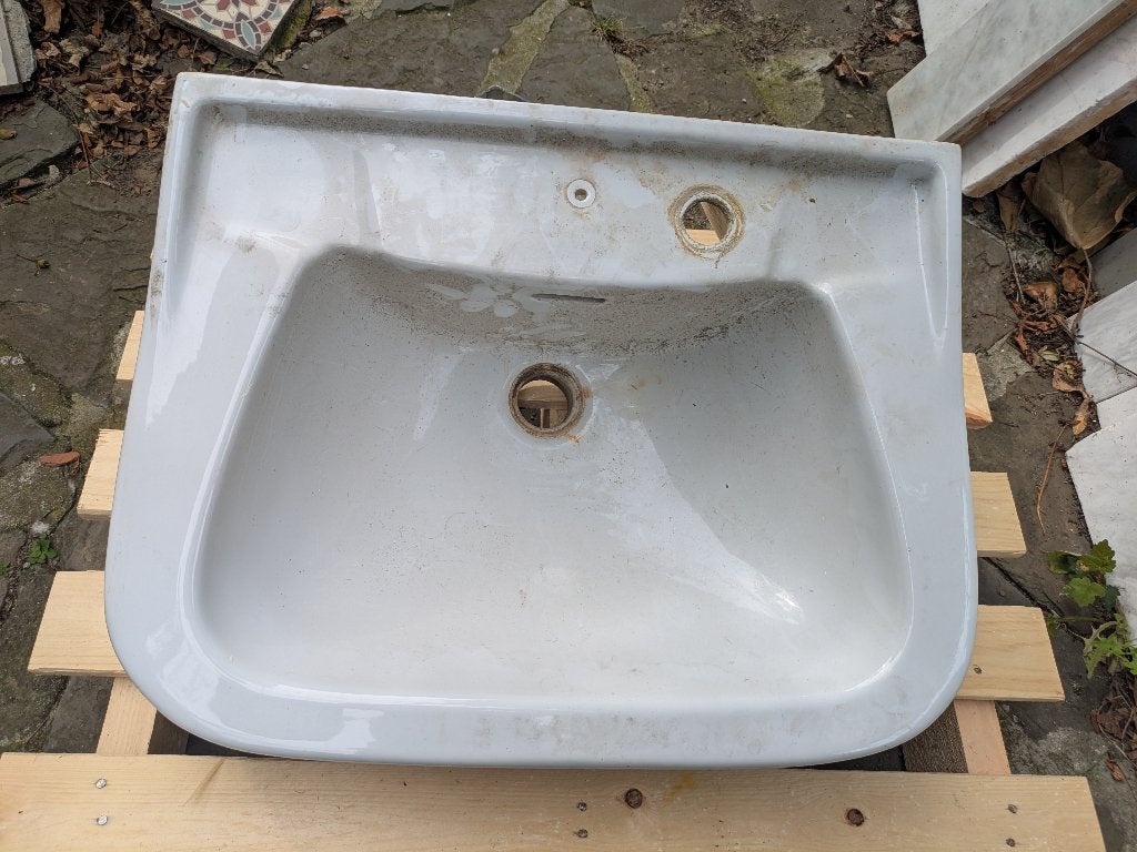 lavabo wit ceramisch, Ophalen, Gebruikt, Steen, Wastafel