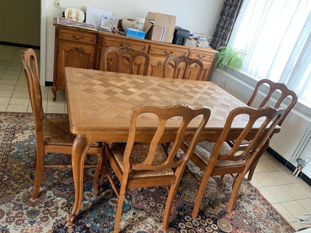 Te koop eetkamer Louis XV, Huis en Inrichting, Complete eetkamers, Ophalen, Gebruikt, Louis XV, 6 tot 8 stoelen