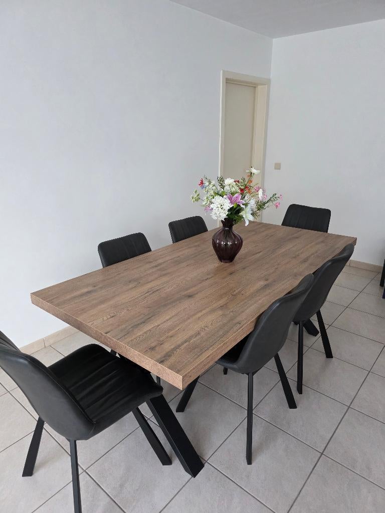 Te koop: 6 prachtige eetkamer stoelen, Ophalen, Gebruikt, Zwart, Leer