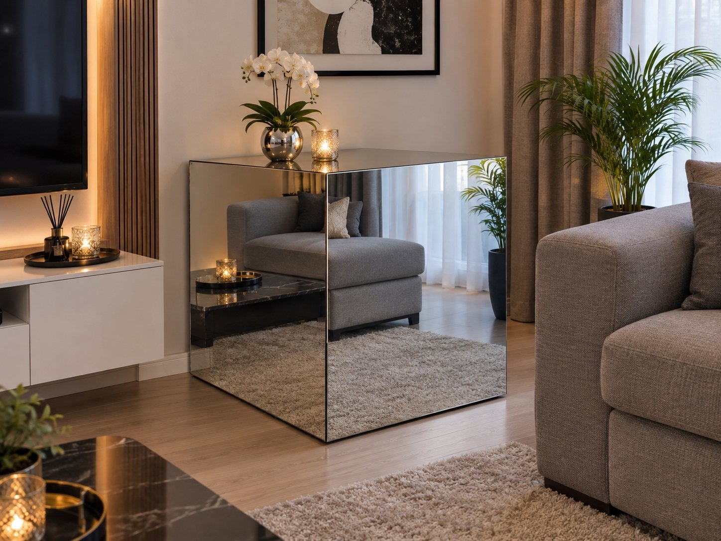 Cube miroir 1m/1m, Maison & Meubles, Enlèvement, Comme neuf, Deco