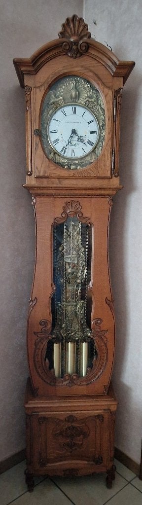 Klassieke staande klok met gewichten in massief hout, Antiek en Kunst, Ophalen