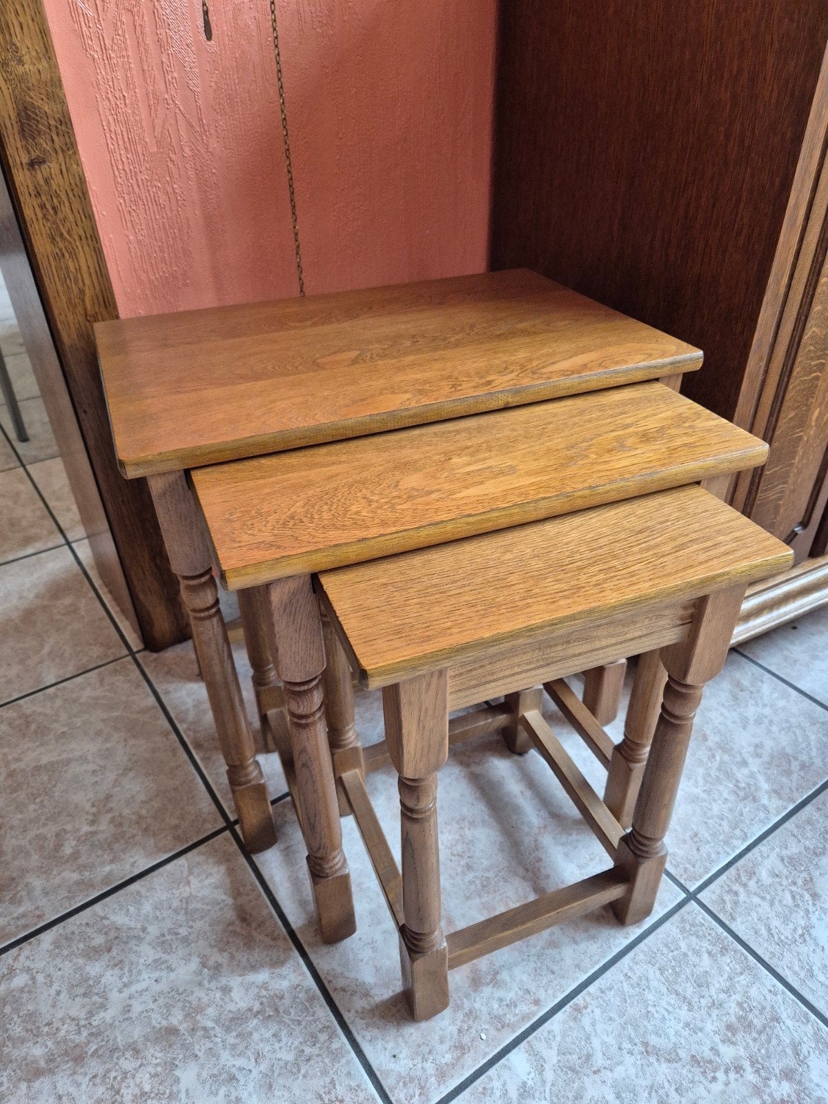 3-delige uitschuifbare tafel, Ophalen, Zo goed als nieuw, Eikenhout