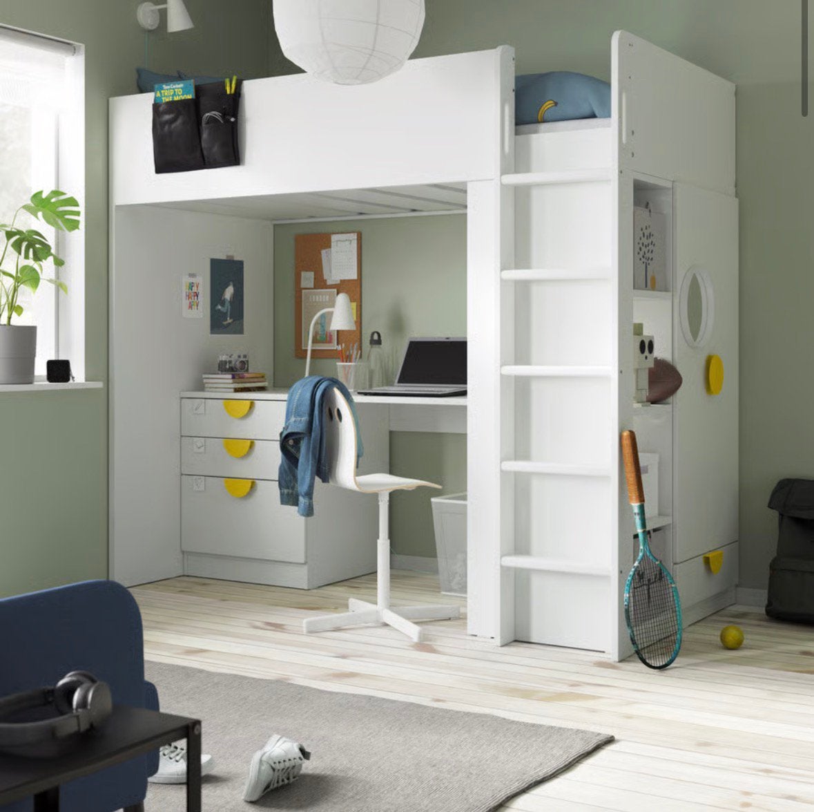 Lit mezzanine IKEA avec bureau, Maison & Meubles, Enlèvement, Comme neuf, Une personne, Lit mezzanine