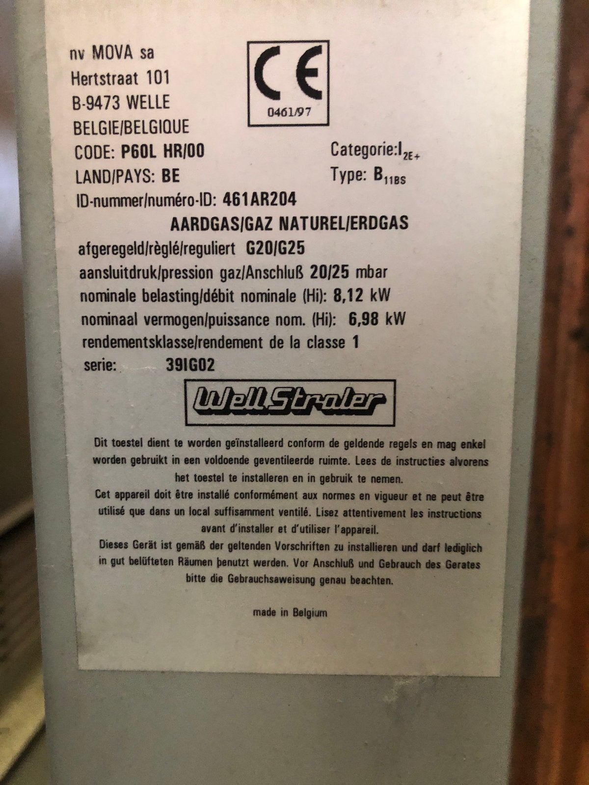 Gaskachel well straler, Ophalen, Zo goed als nieuw, Gaskachel