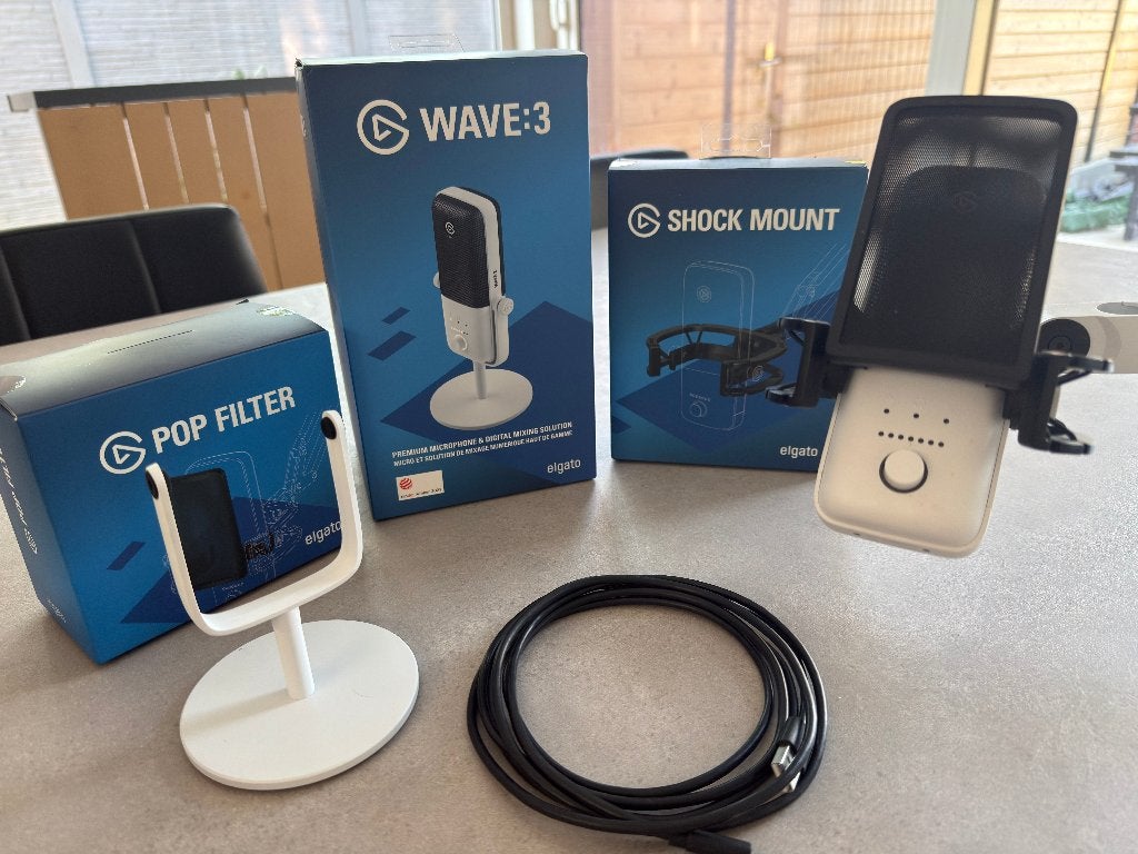 Elgato Wave:3 + Mic Arm LP + shock mount + pop filter, Ophalen of Verzenden, Zo goed als nieuw, Overige typen