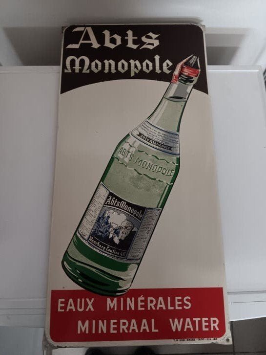 ABTS monopole  , mineraal water ,  reclamebord  1962, Ophalen of Verzenden, Zo goed als nieuw, Reclamebord
