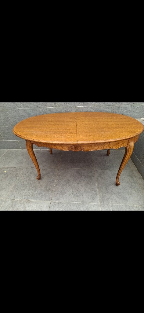 Table a salle a manger ovale en chêne massif, Maison & Meubles, 100 à 150 cm, Cinq personnes ou plus, Enlèvement, Utilisé