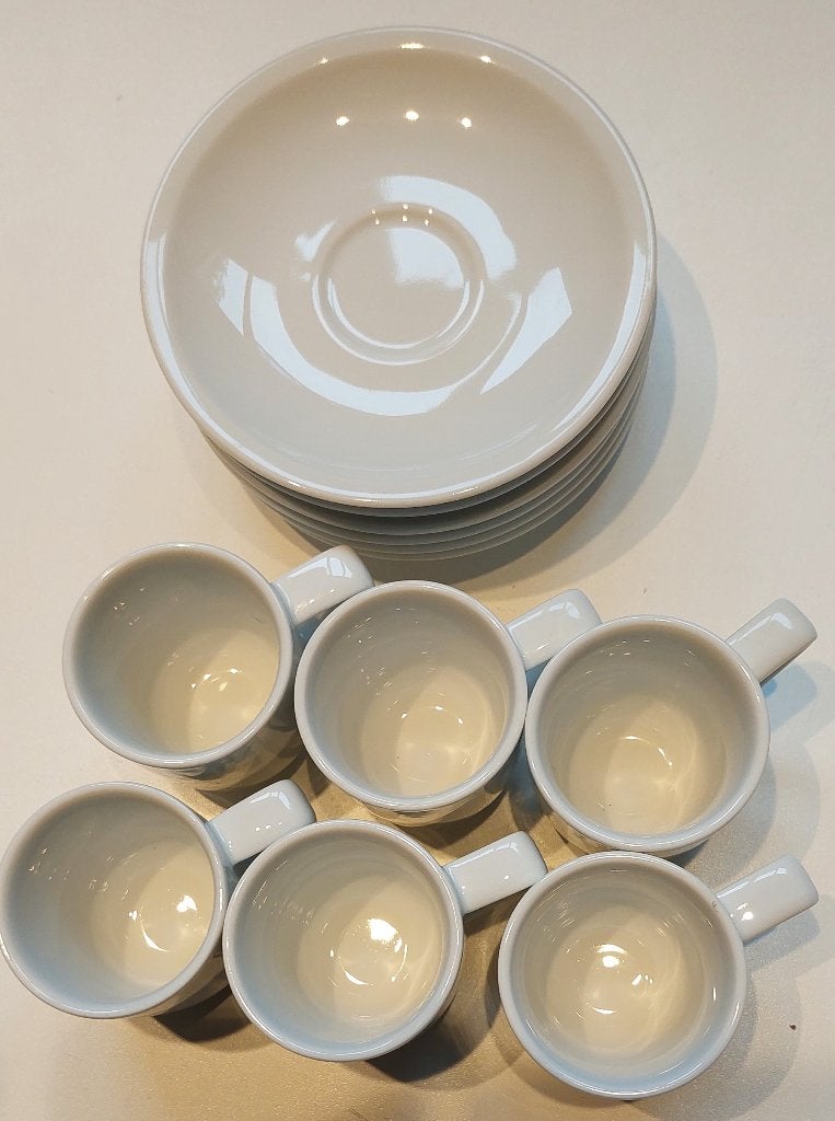 6 espressotassen en ondertassen, Ophalen of Verzenden, Zo goed als nieuw, Keramiek, Modern