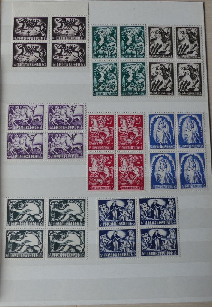 1944 : postzegels 653/60 : Belgische legenden  blokken van 4, Postzegels en Munten, Ophalen of Verzenden, Postfris, Postfris
