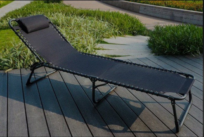 chaise longue noire, Jardin & Terrasse, Enlèvement ou Envoi, Neuf, Synthétique, Pliant