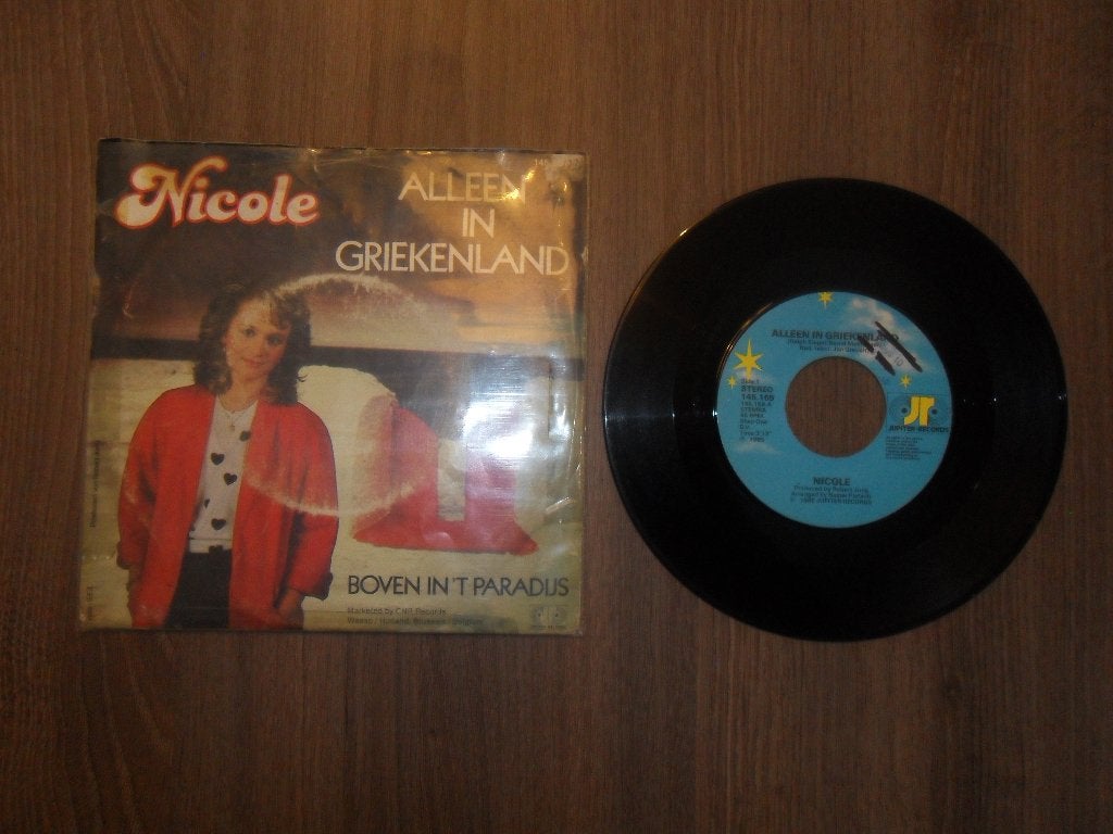 Nicole - Alleen in Griekenland, Cd's en Dvd's, Vinyl | Nederlandstalig, Ophalen of Verzenden, Gebruikt, 7 inch, Levenslied of Smartlap