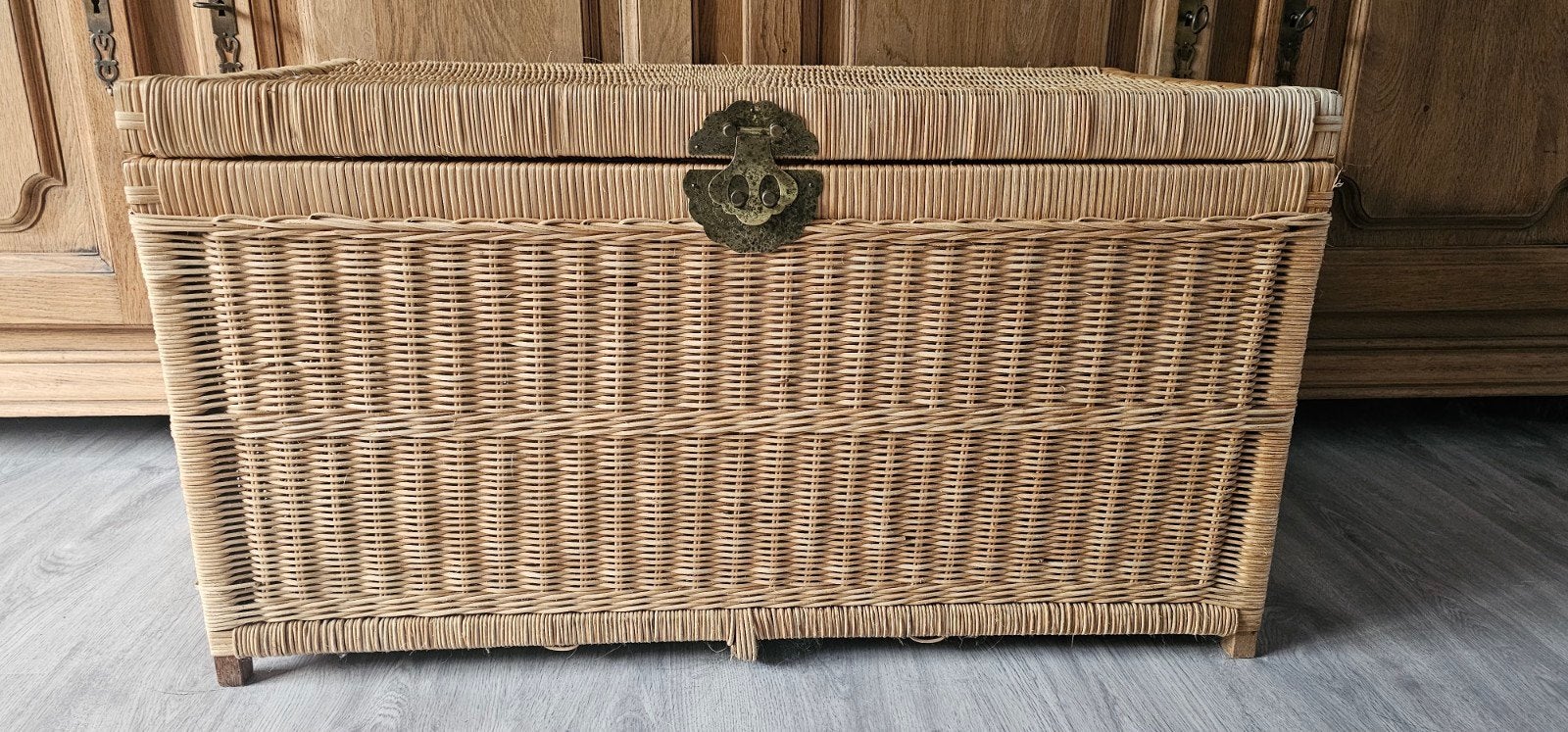 Vintage rieten dekenkist 50+ jaar oud – mooie staat, Ophalen