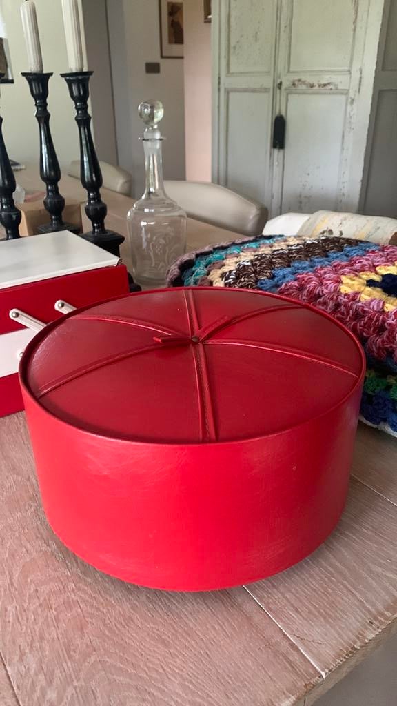 Boîte à couture rétro, de beauté, boîte de rangement en skaï, Enlèvement ou Envoi