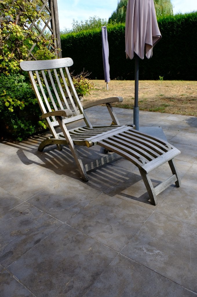 Teak deckchair ligbed, Tuin en Terras, Ophalen, Gebruikt, Teakhout, Inklapbaar
