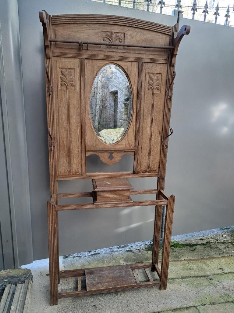 Art deco eikenhouten kapstok uit 1930, Antiek en Kunst, Ophalen of Verzenden