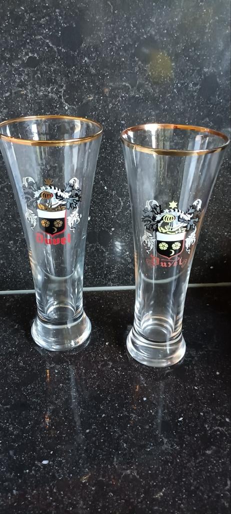 DUVEL 2 VERSCHILLENDE OUDE FLUIT GLAZEN MOOIE GOUDEN RAND, Verzamelen, Ophalen of Verzenden