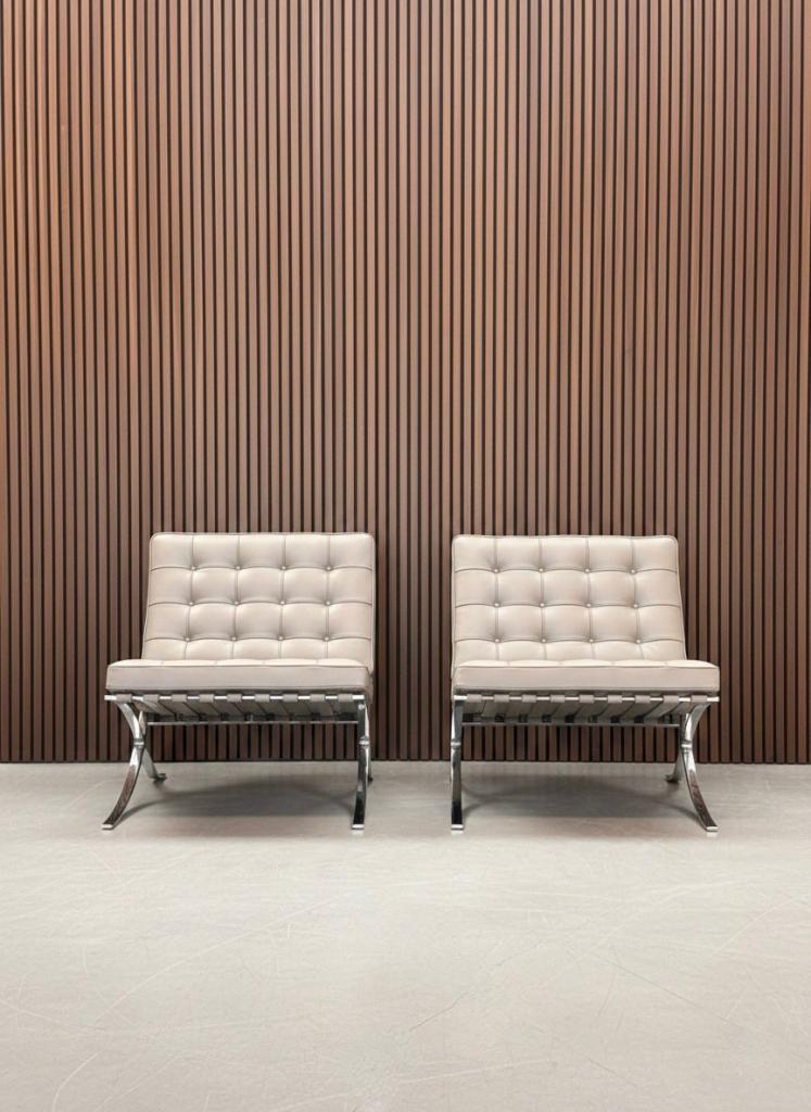 Originele Knoll Barcelona Chair | Beige Volo Leder, Enlèvement ou Envoi