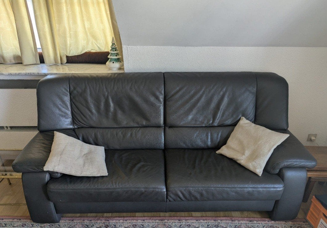 Lederen salon 1x 2zit 2x 1zit - NIEUWE PRIJS, Maison & Meubles, Quatre personnes ou plus, Banc droit, Comme neuf, Enlèvement