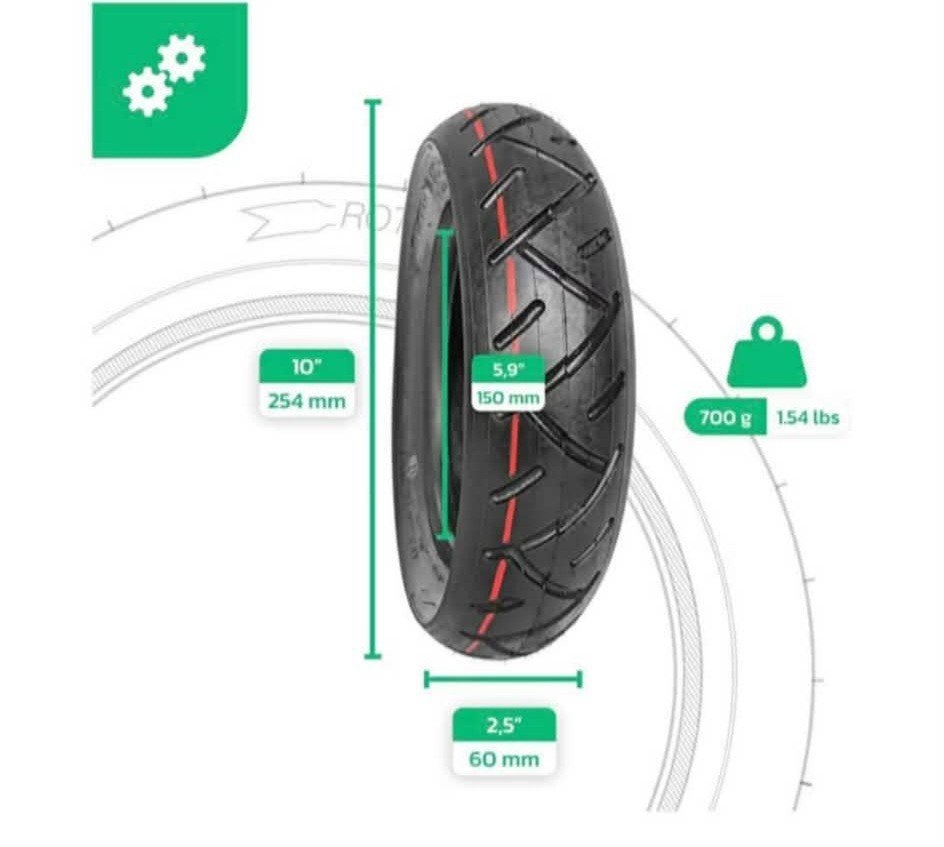 2 Pneu 10x2.50 pour Trottinette électrique+ chambres a air