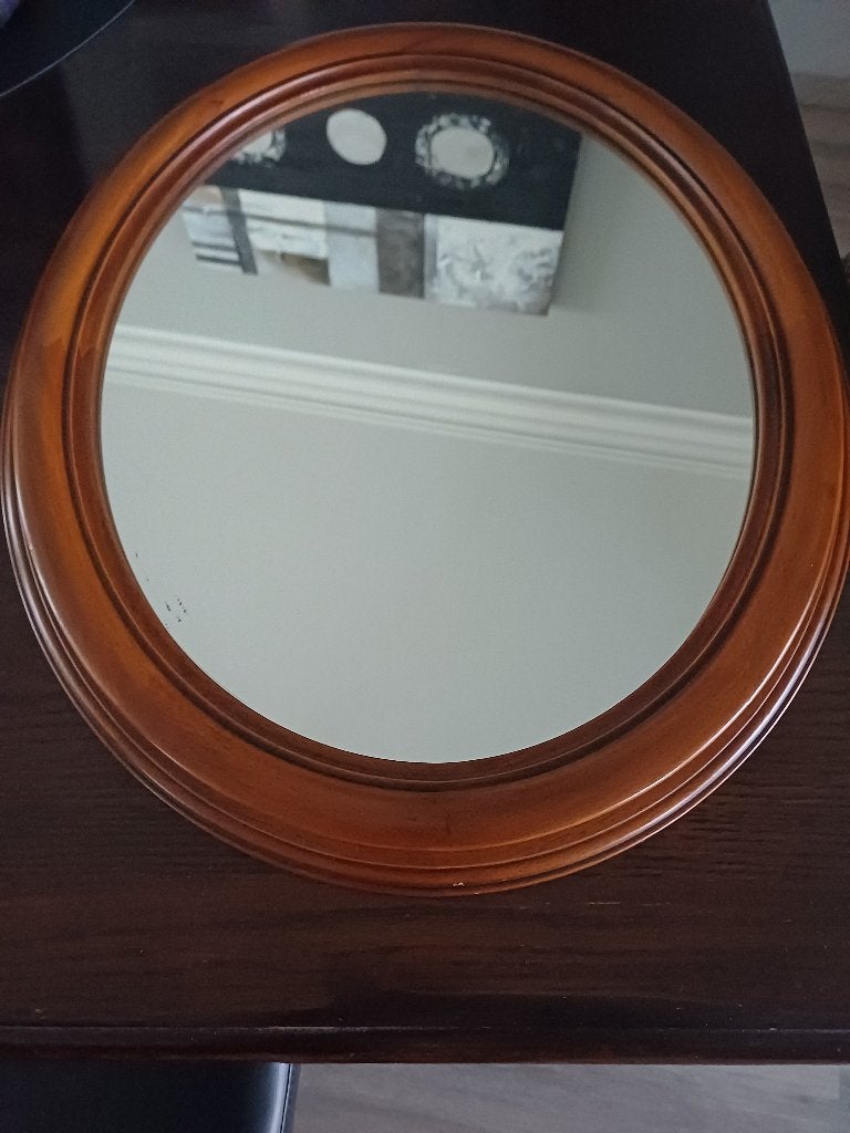 Spiegel hout ovaal, Ophalen, Gebruikt, Ovaal