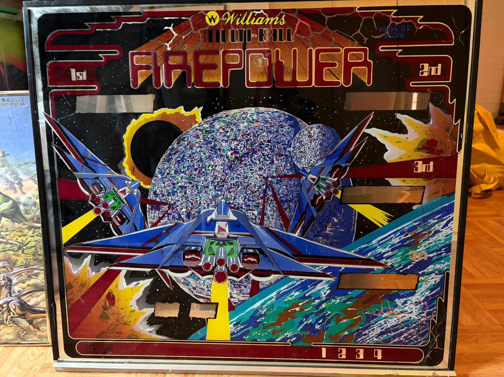 Origineel Williams Firepower backglass / glaspaneel vintage, Ophalen, Gebruikt