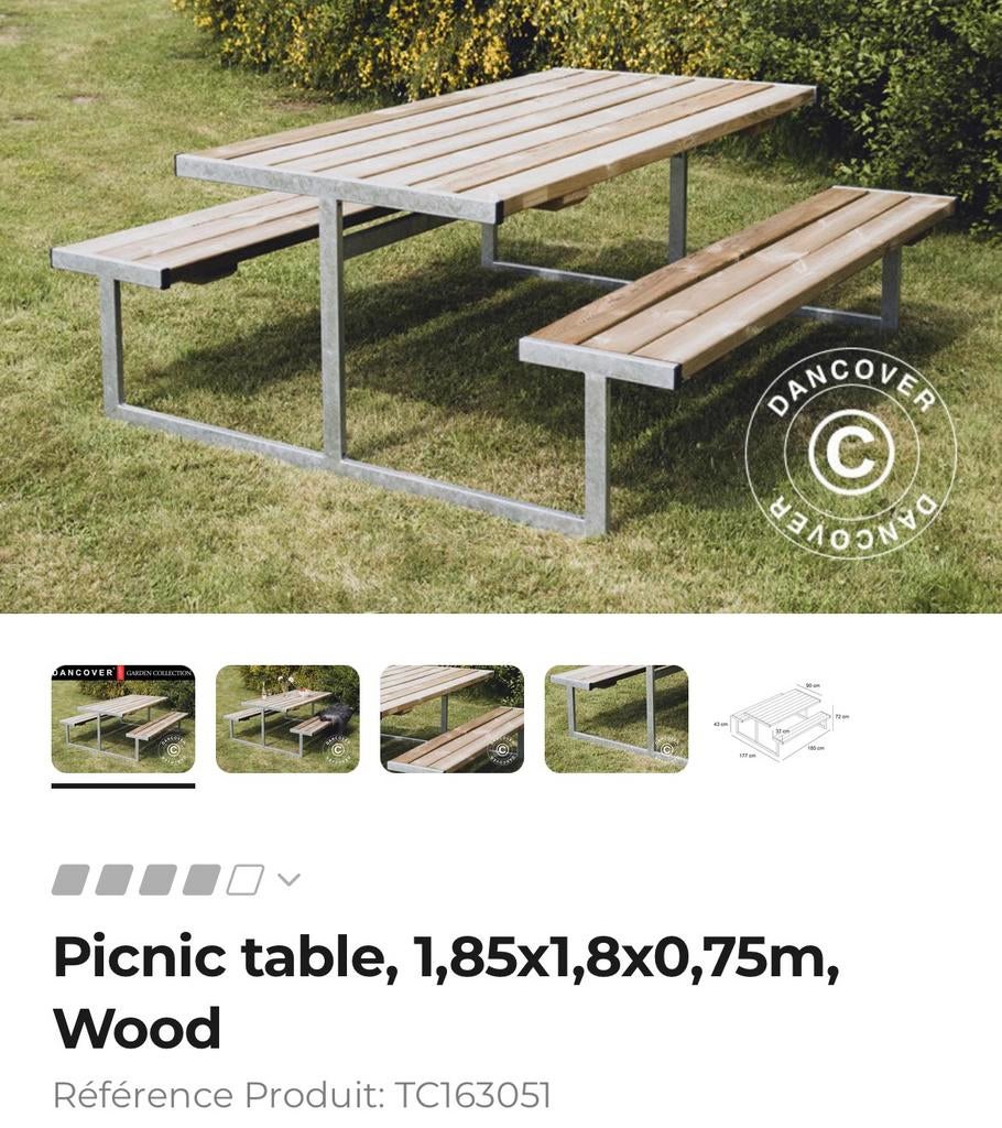 Table pique-nique, Ophalen, Zo goed als nieuw, Vierkant, Hout