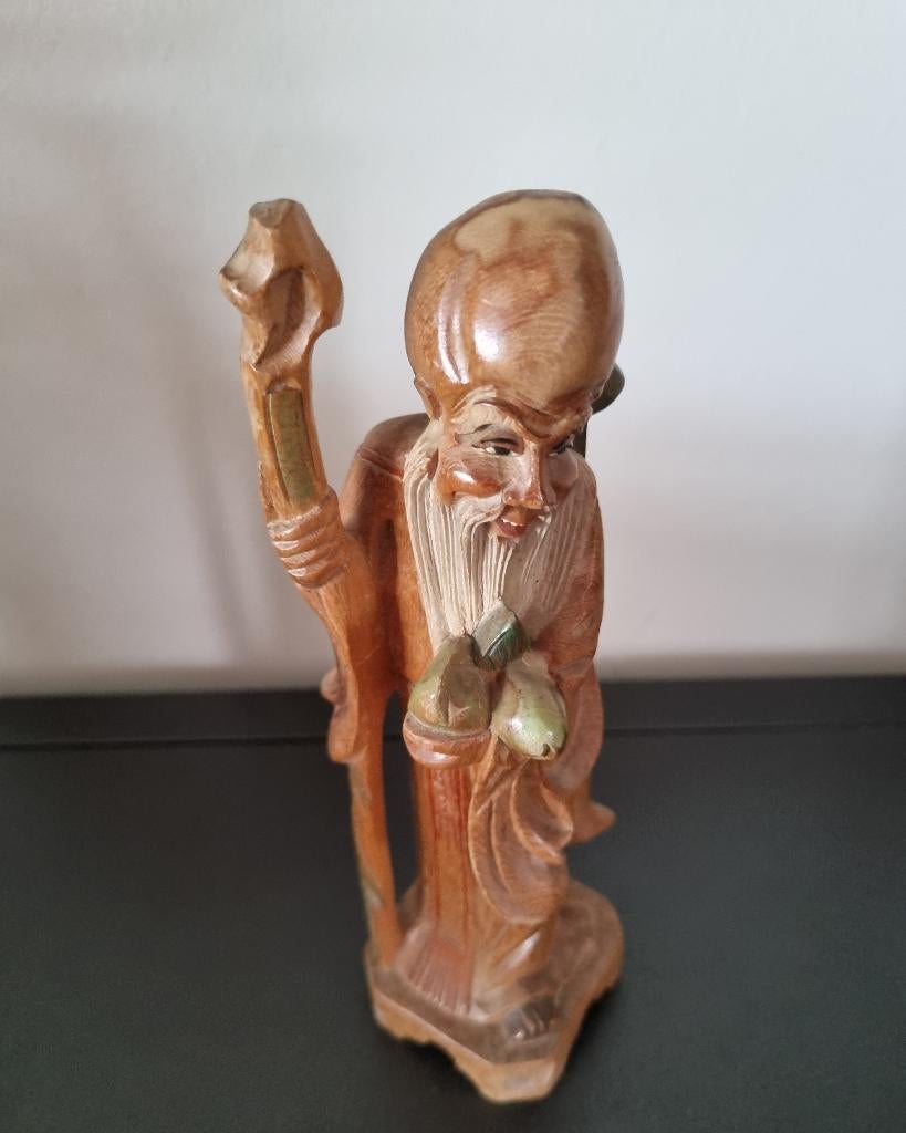 Vintage Shou Xing (Shou Lao) houten beeld, Antiek en Kunst, Verzenden