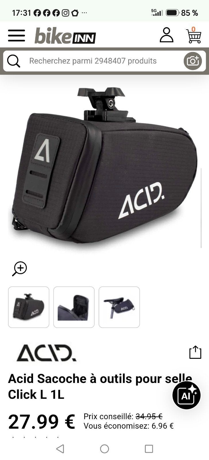 Pochette vélo Acid, Enlèvement