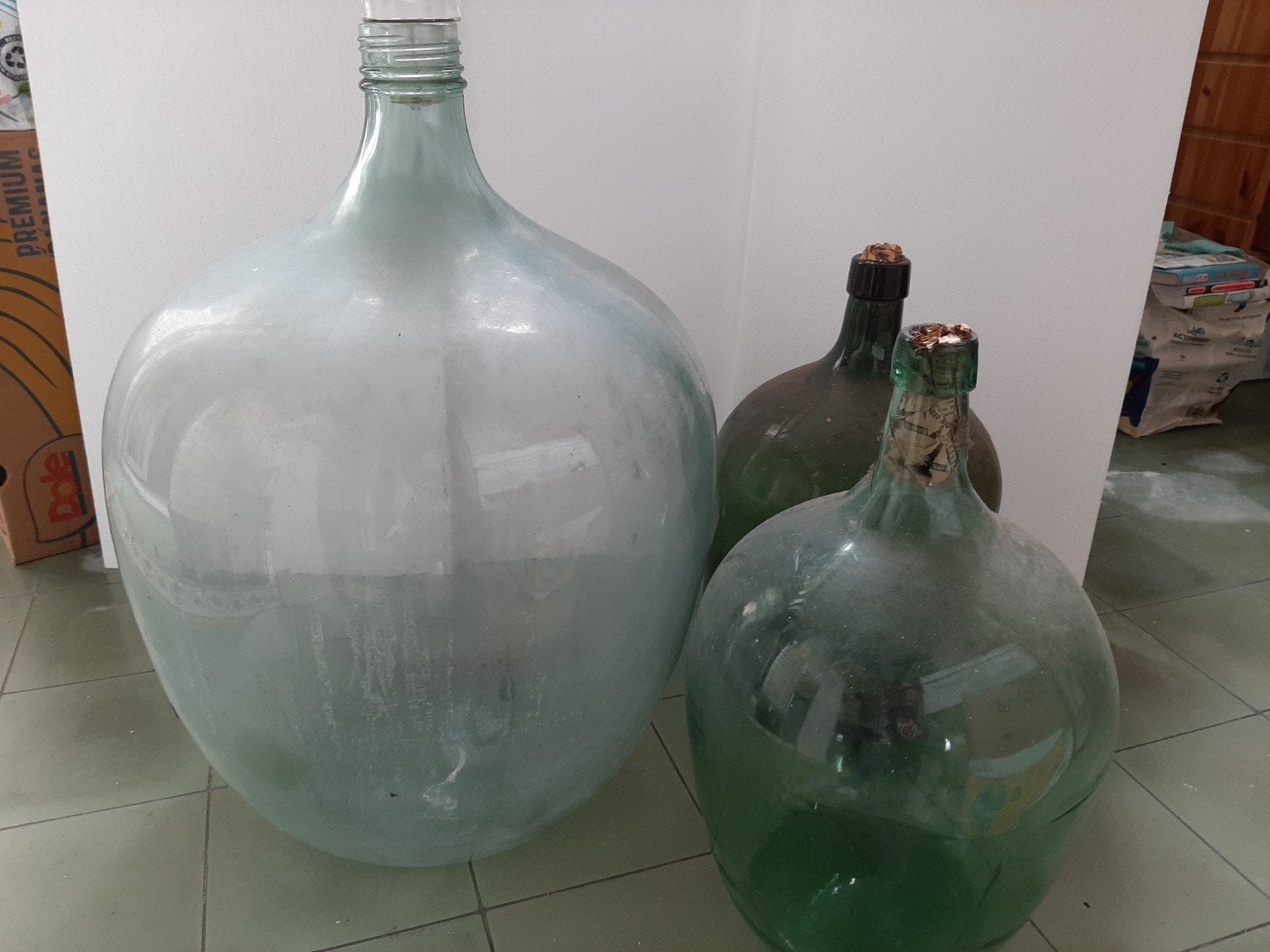 Dame Jeanne terrarium biotoop ecosysteem flessen set van 3, Ophalen, Gebruikt, Transparant, Glas
