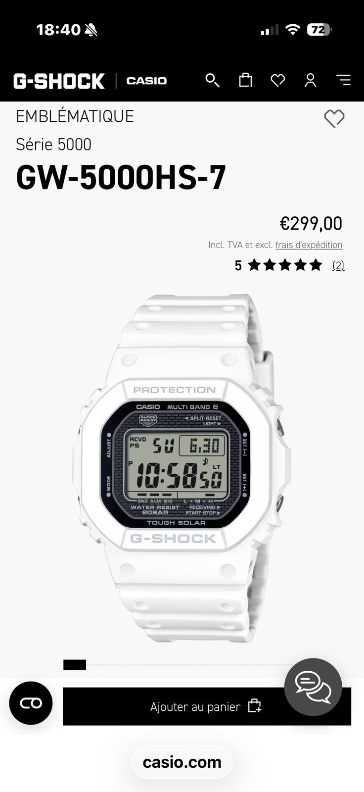 Casio G-Shock GW-5000HS-7, Ophalen of Verzenden, Gebruikt, Casio