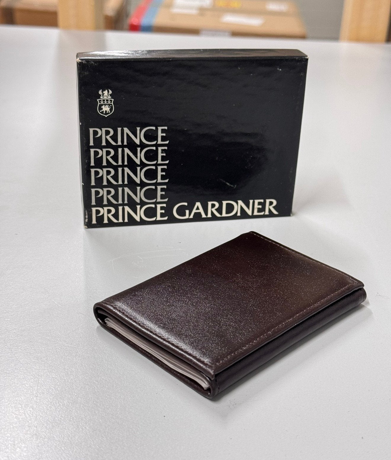 Vintage PRINCE Gardner portemonnee Cowhide split hint drop, Ophalen of Verzenden, Nieuw, Bruin, Leder